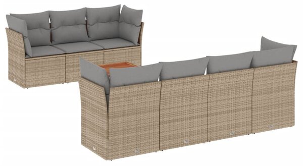 8 részes vegyes bézs polyrattan kerti ülőgarnitúra párnákkal