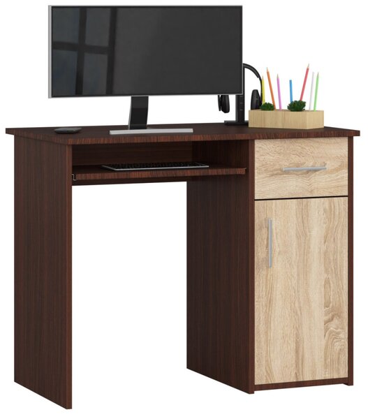 AKORD Furniture Factory PIN PK Íróasztal Laminált Wenge/Sonoma Tölgy Kihúzható Billentyűzettartóval