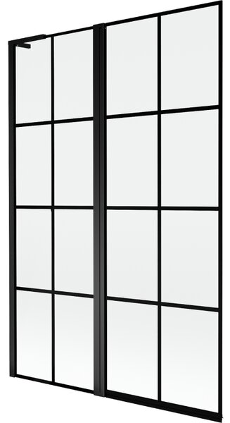 Mexen Mist L, kétszárnyú kádparaván, bal oldali 120 x 150 cm, fekete rács, fekete - 8A9L-120-011-70-77-L