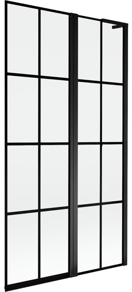Mexen Mist L, kétszárnyú kádparaván, jobb oldali 100 x 150 cm, fekete rács, fekete - 8A9L-100-011-70-77-P