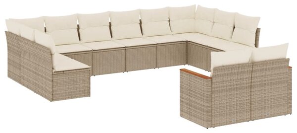12 részes bézs polyrattan kerti ülőgarnitúra párnákkal