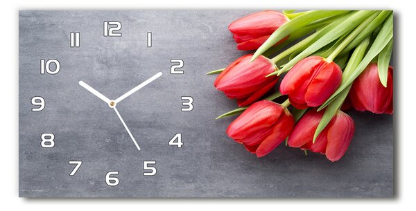 Vízszintes üvegóra Piros tulipánok