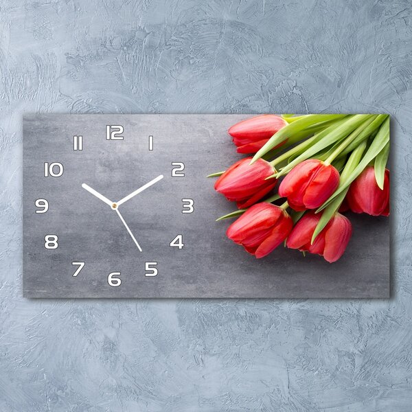 Vízszintes üvegóra Piros tulipánok