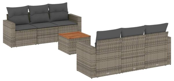 7 részes szürke polyrattan kerti ülőgarnitúra párnákkal