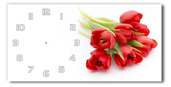 Vízszintes üvegóra Piros tulipánok
