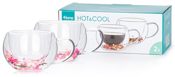 4Home Hot&Cool Blossom thermo cappuccino pohár, 270 ml, 2 db
