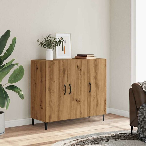 VidaXL kézműves tölgy színű szerelt fa tálalószekrény 90 x 34 x 80 cm