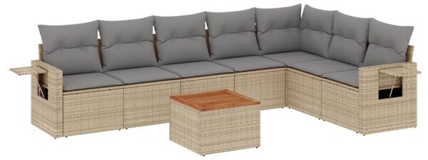8 részes vegyes bézs polyrattan kerti ülőgarnitúra párnákkal