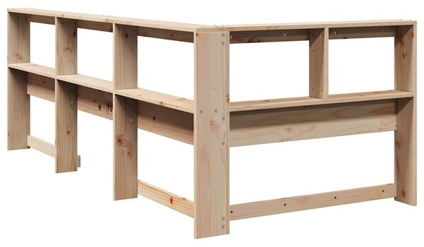 VidaXL Könyvespolc fejtámla L-alakú 80 cm tömörfa fenyőfa