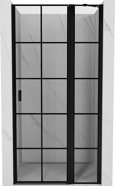 Mexen MIST, 1 szárnyú zuhanyajtó (1 db+1 db) 70x200 cm, 6 mm-es átlátszó üveg rácsmintával, jobbos, 8A4-070-000-70-77-P