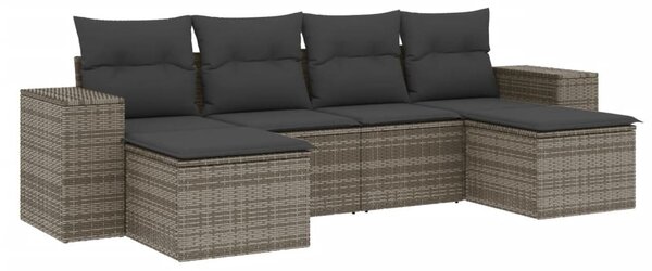 6 részes szürke polyrattan kerti ülőgarnitúra párnákkal