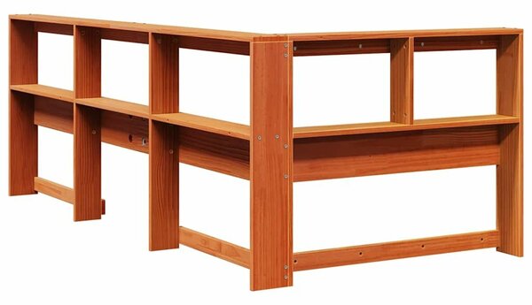 VidaXL Könyvespolc fejtámla L-alakú viaszbarna 80 cm tömör fa fenyőfa