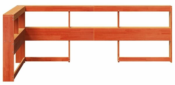 VidaXL Könyvespolc fejtámla L-alakú viaszbarna 80 cm tömör fa fenyőfa