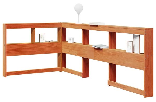 VidaXL Könyvespolc fejtámla L-alakú viaszbarna 80 cm tömör fa fenyőfa
