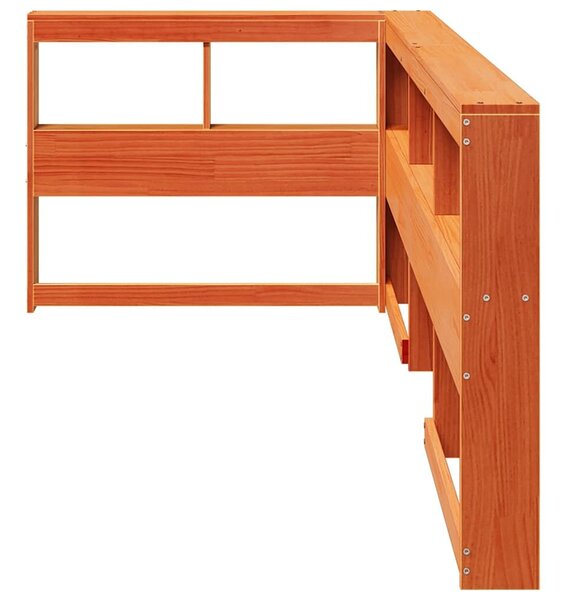VidaXL Könyvespolc fejtámla L-alakú viaszbarna 80 cm tömör fa fenyőfa