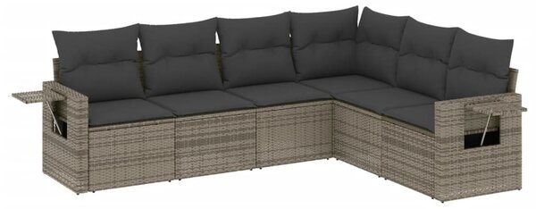 6 részes szürke polyrattan kerti ülőgarnitúra párnákkal