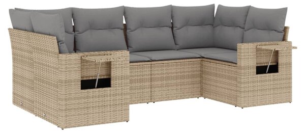 6 részes bézs polyrattan kerti ülőgarnitúra párnával
