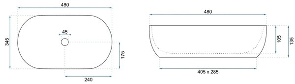 Rea Amelia Callisto, pultra szerelhető mosdó 480x345x135 mm, kőutánzat, REA-U0637