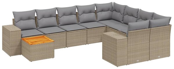 11 részes bézs polyrattan kerti ülőgarnitúra párnákkal
