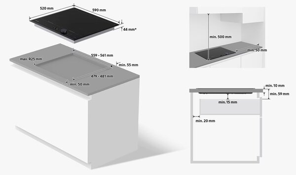 Samsung NZ64B7799GK/U2 Beépíthető 4 zónás Indukciós Főzőlap 7400 Watt - Fekete