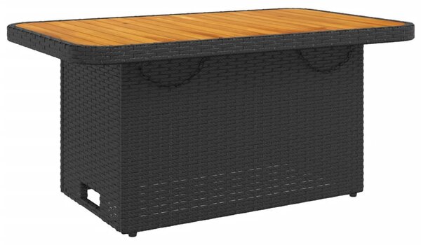 2 részes fekete polyrattan kerti étkezőgarnitúra párnával