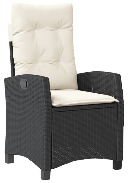 5 részes fekete polyrattan kerti étkezőgarnitúra párnákkal