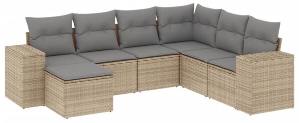 7 részes bézs polyrattan kerti ülőgarnitúra párnákkal