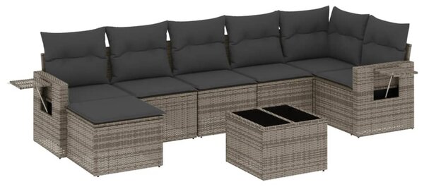 8 részes szürke polyrattan kerti ülőgarnitúra párnákkal
