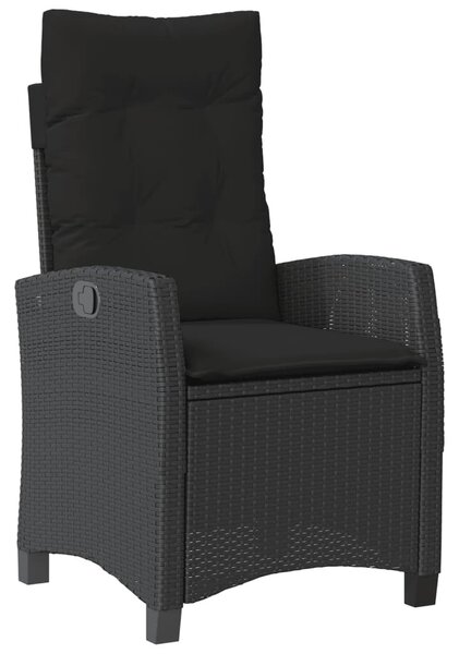 5 részes fekete polyrattan kerti étkezőgarnitúra párnákkal