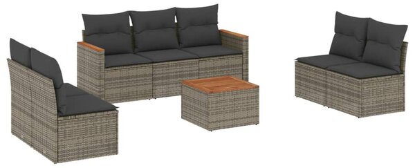 8 részes szürke polyrattan kerti ülőgarnitúra párnákkal
