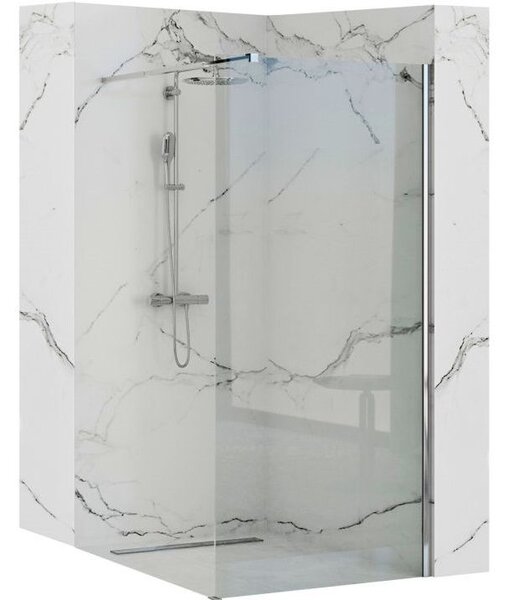 Rea AERO 80, zuhany paraván WALK IN, 1 lapos, 80 x 195 cm, fényes króm, átlátszó, REA-K7552