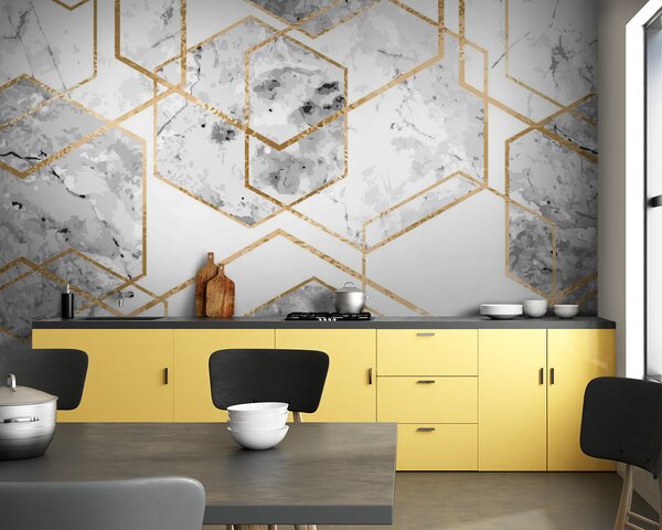 Fotótapéta Elegáns hatszögletű márványmintás design, Geometriai fotótapéta, Népszerű fotótapéta, u04140 - Tapeko.hu