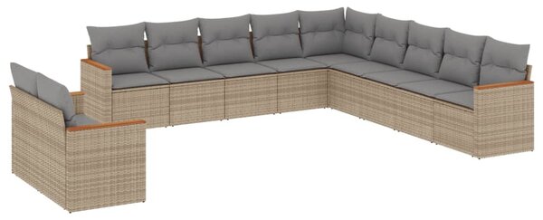 11részes vegyes bézs polyrattan kerti ülőgarnitúra párnákkal