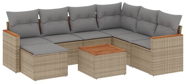 8 részes vegyes bézs polyrattan kerti ülőgarnitúra párnákkal