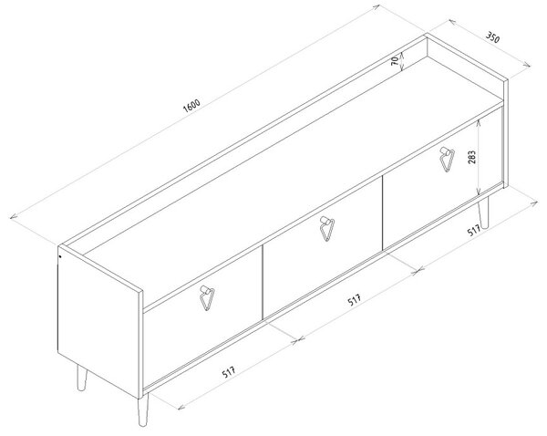 TV állvány PIENA 160 cm, antracit színű