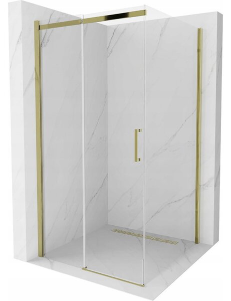 Mexen Omega zuhanykabin 100x100cm, 8mm üveg, arany profilú átlátszó üveg, 825-100-100-50-00