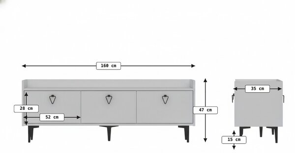 TV állvány PIENA 160 cm, fehér