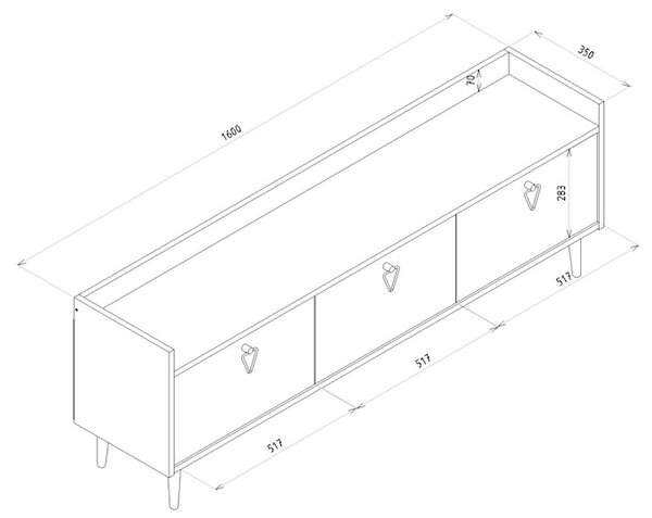 TV állvány PIENA 160 cm, fehér