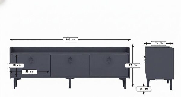 TV állvány PIENA 160 cm, antracit színű