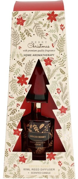 Ajándék diffúzor és gyertya készlet MerryChristmas Spiced berry, 2 db
