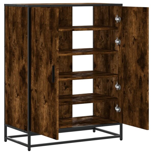 VidaXL füstös tölgy színű szerelt fa és fém cipőszekrény 75x38x97,5 cm