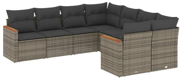 8 részes szürke polyrattan kerti ülőgarnitúra párnákkal