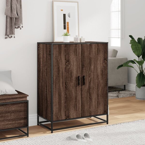 VidaXL barna tölgy színű szerelt fa és fém cipőszekrény 75x38x97,5 cm