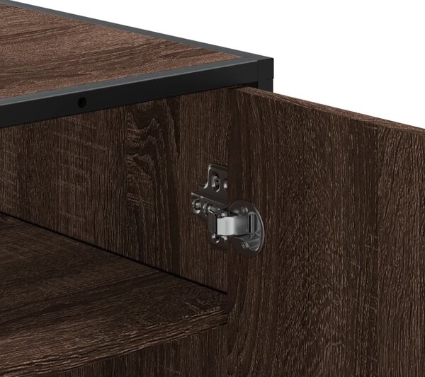 VidaXL barna tölgy színű szerelt fa és fém cipőszekrény 75x38x97,5 cm