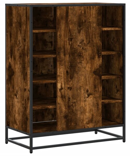 VidaXL füstös tölgy színű szerelt fa és fém cipőszekrény 75x38x97,5 cm