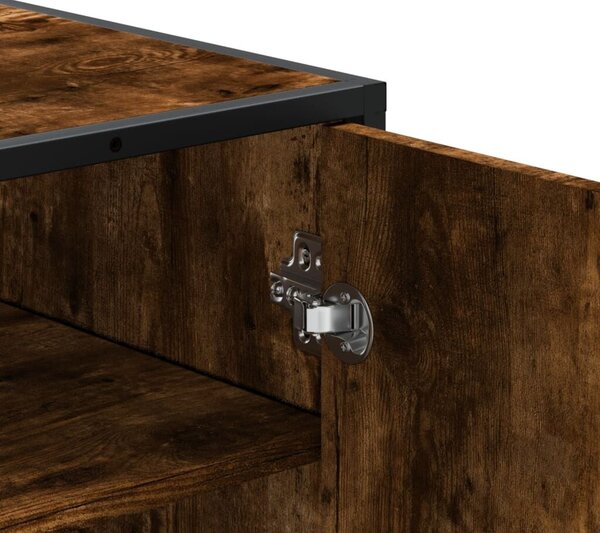 VidaXL füstös tölgy színű szerelt fa és fém cipőszekrény 75x38x97,5 cm