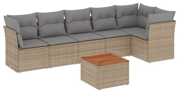 7 részes vegyes bézs polyrattan kerti ülőgarnitúra párnákkal