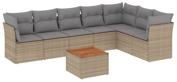8 részes vegyes bézs polyrattan kerti ülőgarnitúra párnákkal