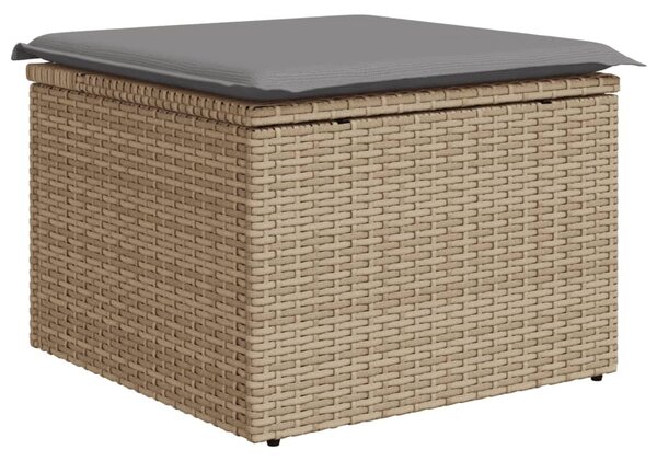 11részes vegyes bézs polyrattan kerti ülőgarnitúra párnákkal