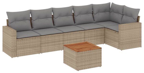 7 részes bézs polyrattan kerti ülőgarnitúra párnákkal